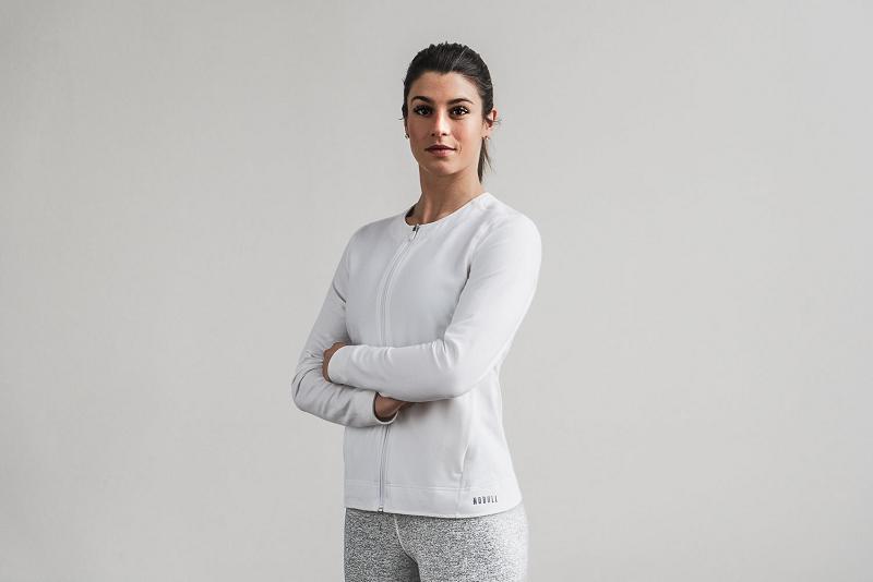 Women's Nobull WoTwill Zip-Up Hoodie White | SG W3137N